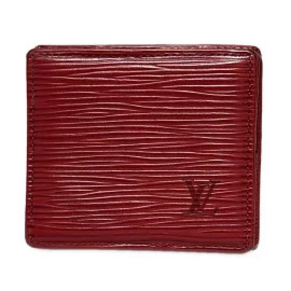 LOUIS VUITTON Portemonnaie Boite coin case Wallet Castilian Red Leather